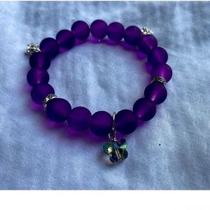 Purple Beads bracelet with some cute charms🦋🤍❕